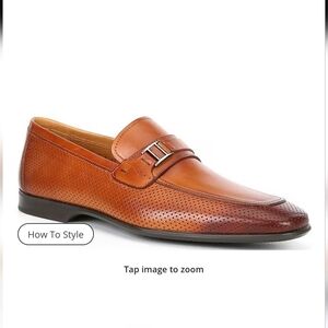 Magnanni Men's Salas Bit Buckle Leather Cognac Loafers Size US13 EU46